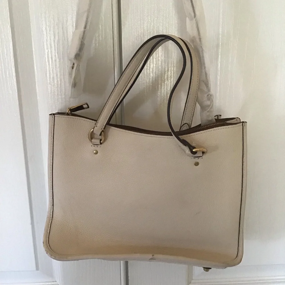 Coach Cream Leather Satchel with Detachable Strap